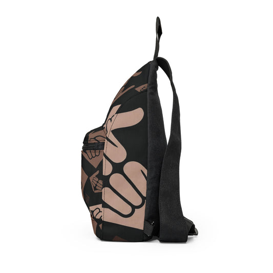 Aloha Shaka - Sling Bag - Double Shaka Hand Pattern Crossbody Bag (Brown Surf, Beach Vibes)