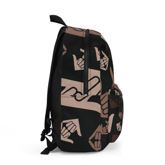 Aloha Shaka - Dobule Shaka Pattern Backpack — Neutral Hand Gesture Graphic School Bag