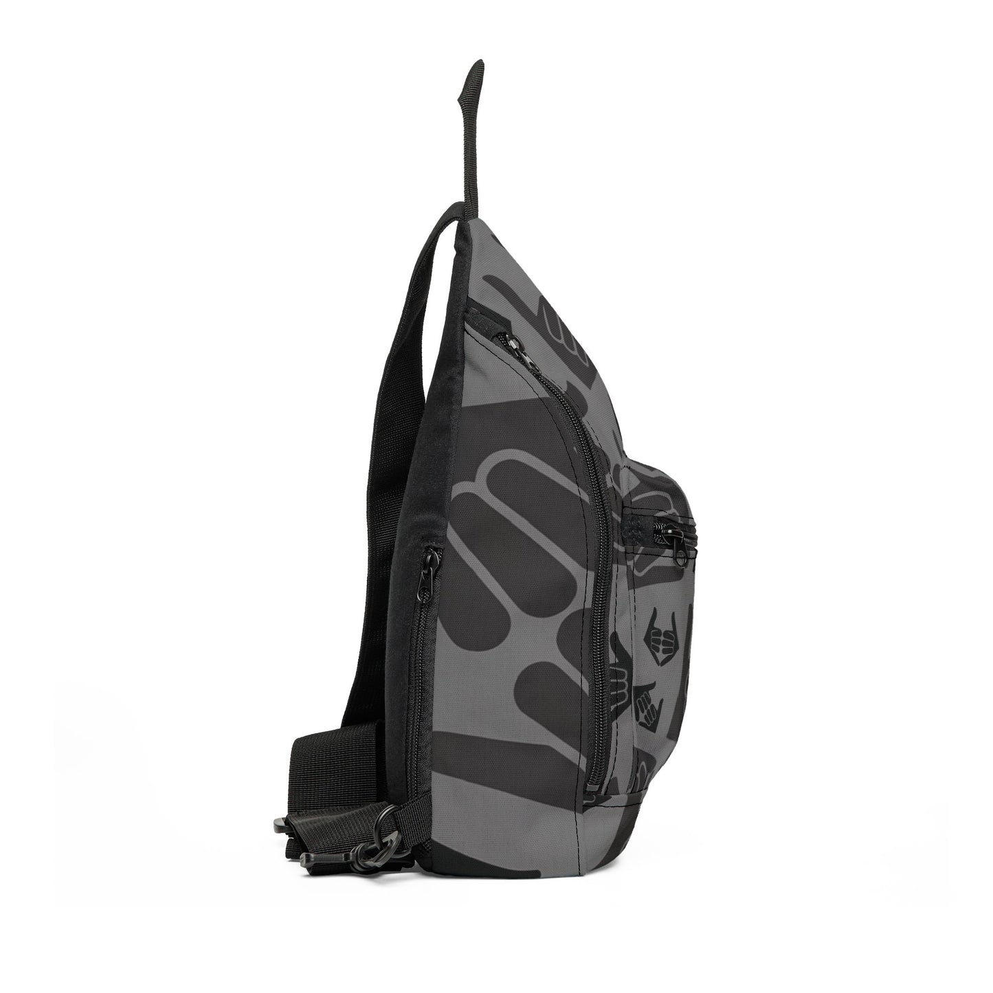 Aloha Shaka - Double Shaka Pattern Sling Bag - Gray Surf Hand Sign Crossbody Pack