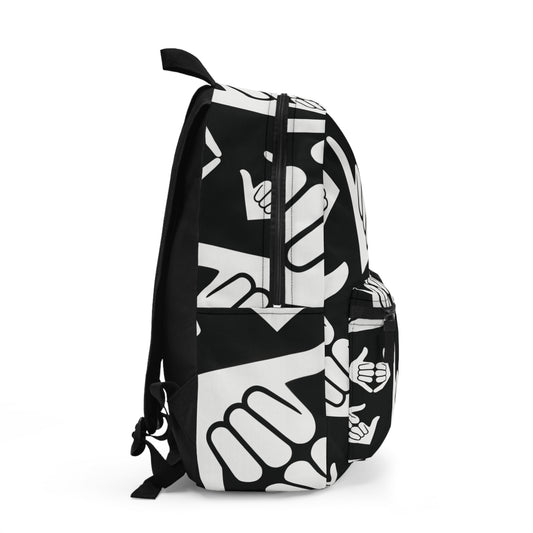 Aloha Shaka - Black & White Dobule Shaka Pattern Backpack