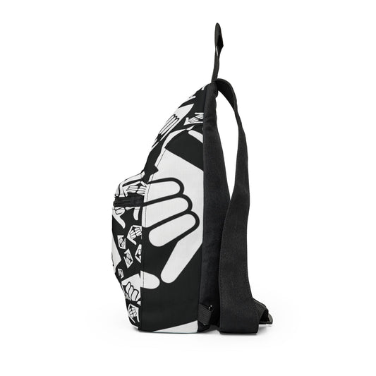 Aloha Shaka - Sling Bag — Black & White Shaka Pattern Crossbody Pack