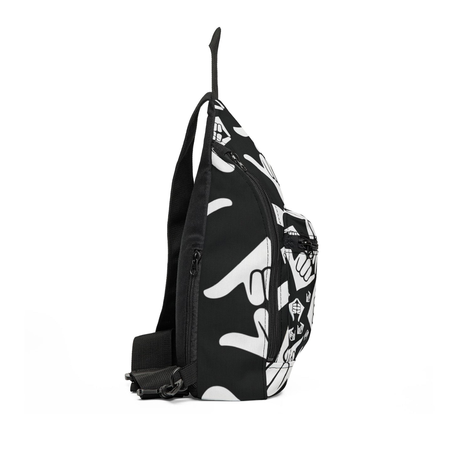 Aloha Shaka - Sling Bag — Black & White Shaka Pattern Crossbody Pack