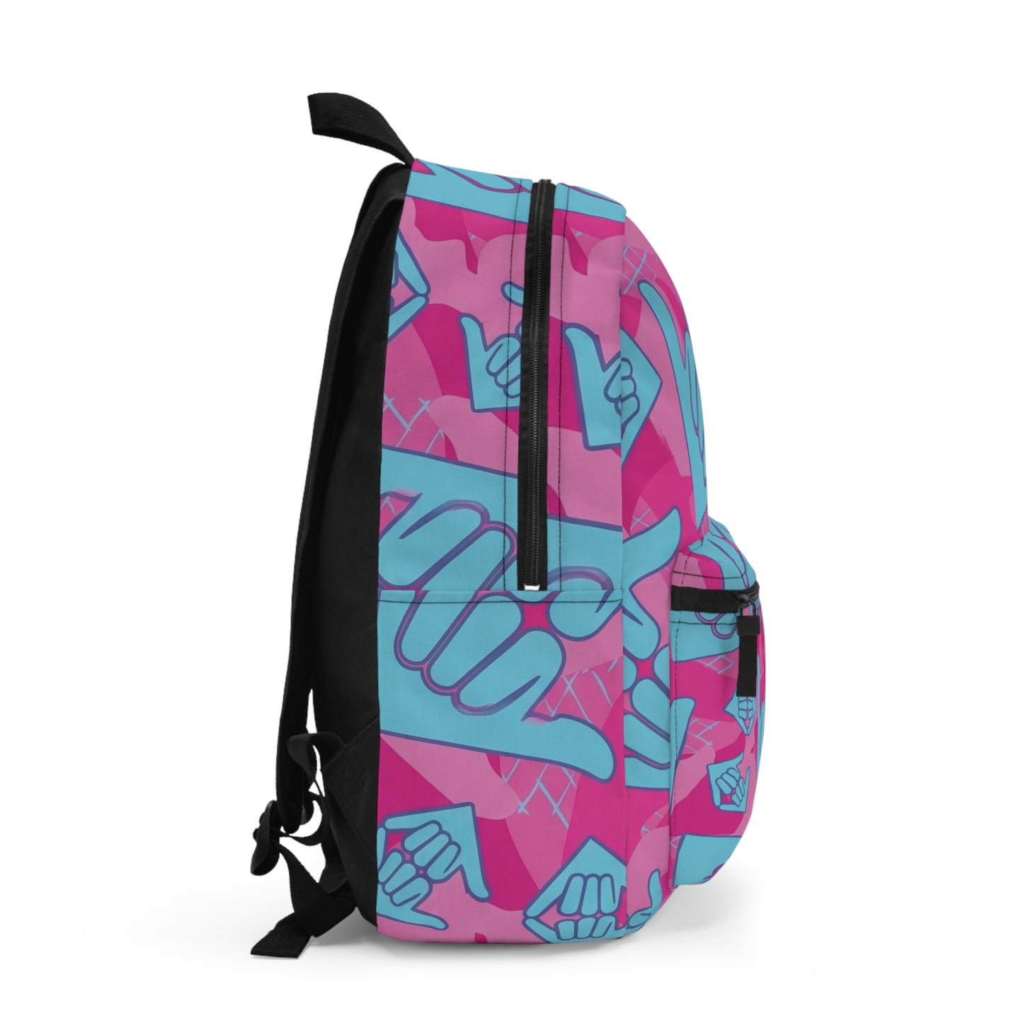 Aloha Shaka Como - Pink & Teal Shaka Hand Print Backpack | Surf Vibe School Bag