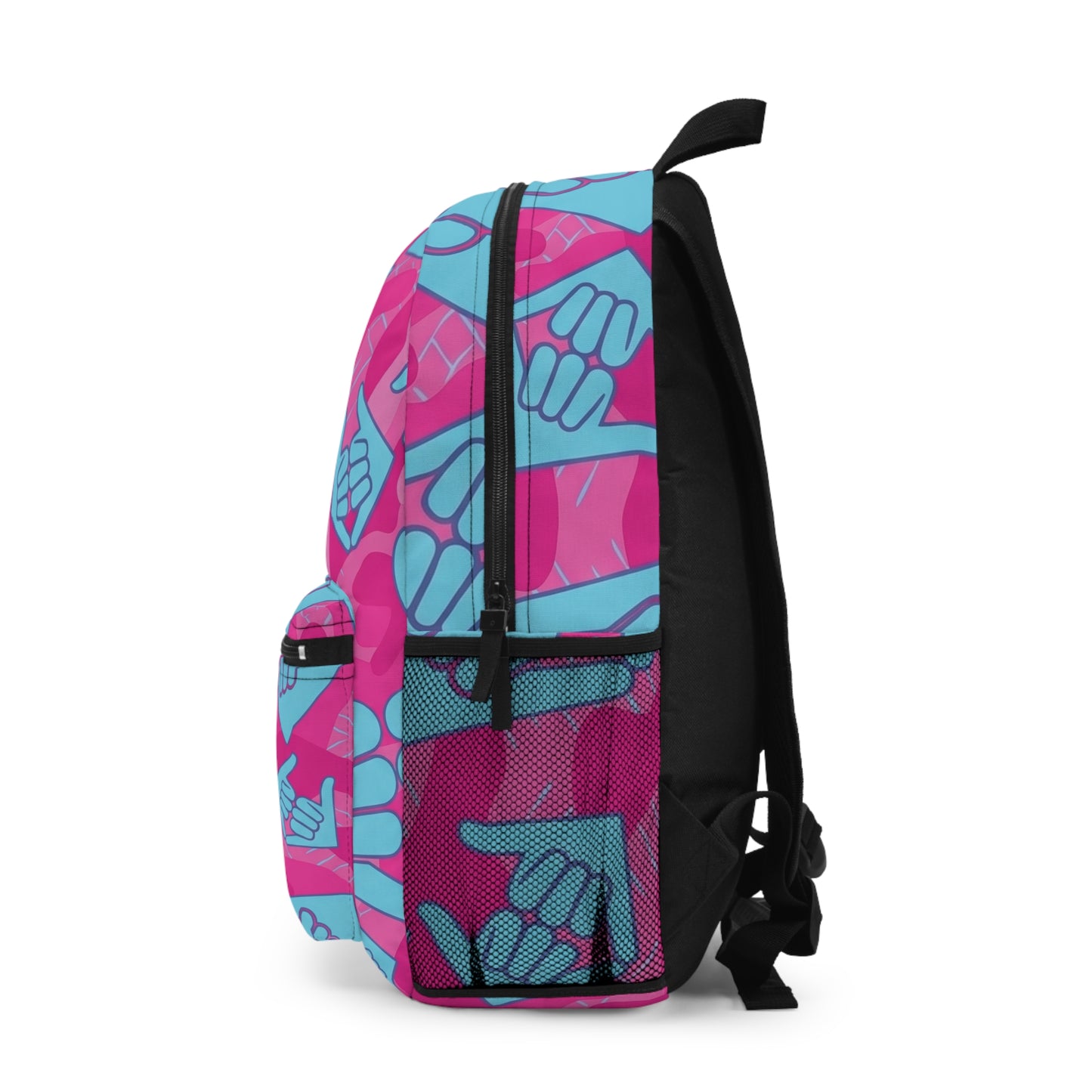 Aloha Shaka Como - Pink & Teal Shaka Hand Print Backpack | Surf Vibe School Bag