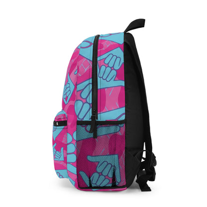 Aloha Shaka Como - Pink & Teal Shaka Hand Print Backpack | Surf Vibe School Bag