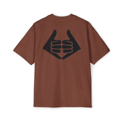 Lokal Vibes - Double Shaka Oversized Tee — Minimalist Black Hand Emblem Graphic T-Shirt