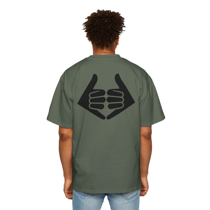 Lokal Vibes - Double Shaka Oversized Tee — Minimalist Black Hand Emblem Graphic T-Shirt