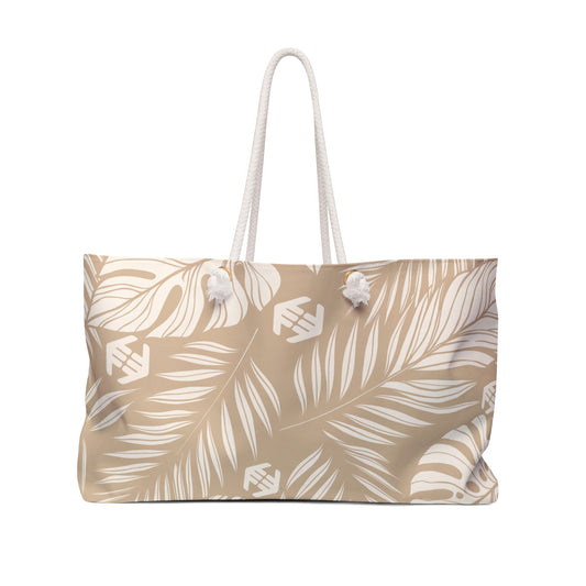 Tropical Leaf - Weekender Bag - Neutral Palm Print Travel Tote