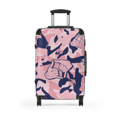 Double Shaka Pattern Suitcase — Cute Travel Carry-On with Hand Gesture Design