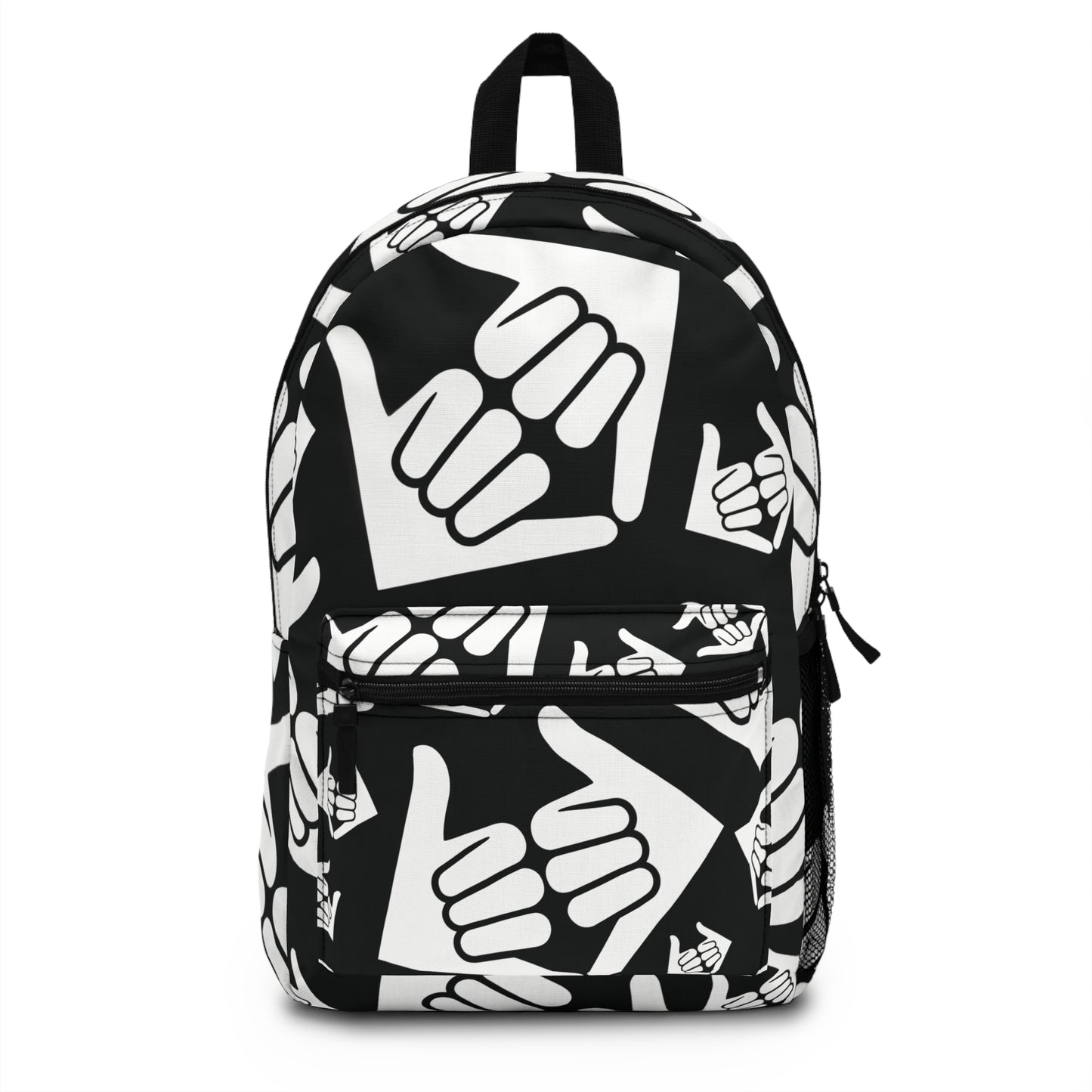Aloha Shaka - Black & White Dobule Shaka Pattern Backpack
