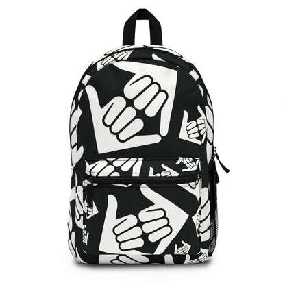 Aloha Shaka - Black & White Dobule Shaka Pattern Backpack