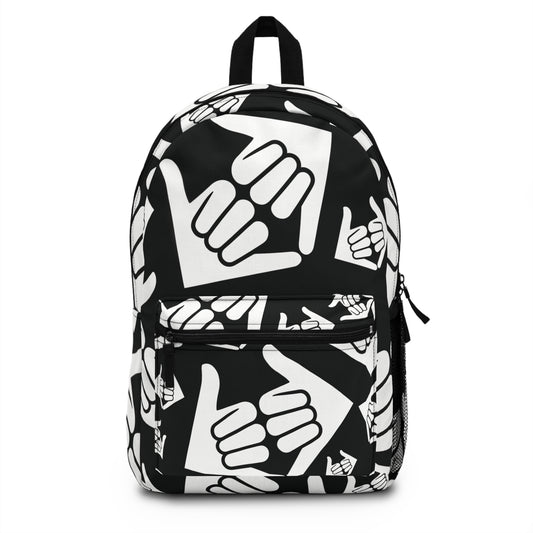 Aloha Shaka - Black & White Dobule Shaka Pattern Backpack