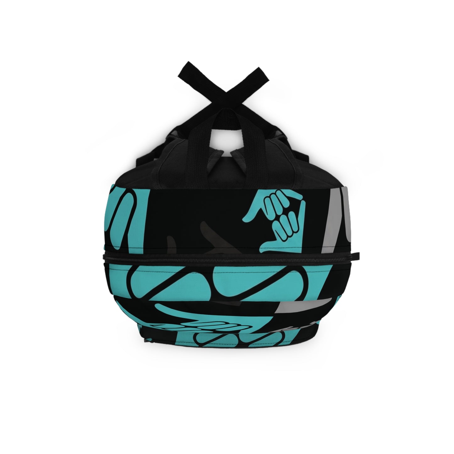 Aloha Shaka - Shaka Hand Pattern Backpack — Teal & Black Surf Vibe School Bag