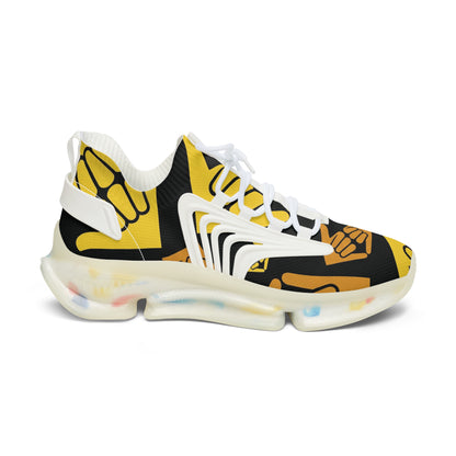 Aloha Shaka - Mesh Sneakers — Bold Yellow Fist Pattern Athletic Shoes for Women