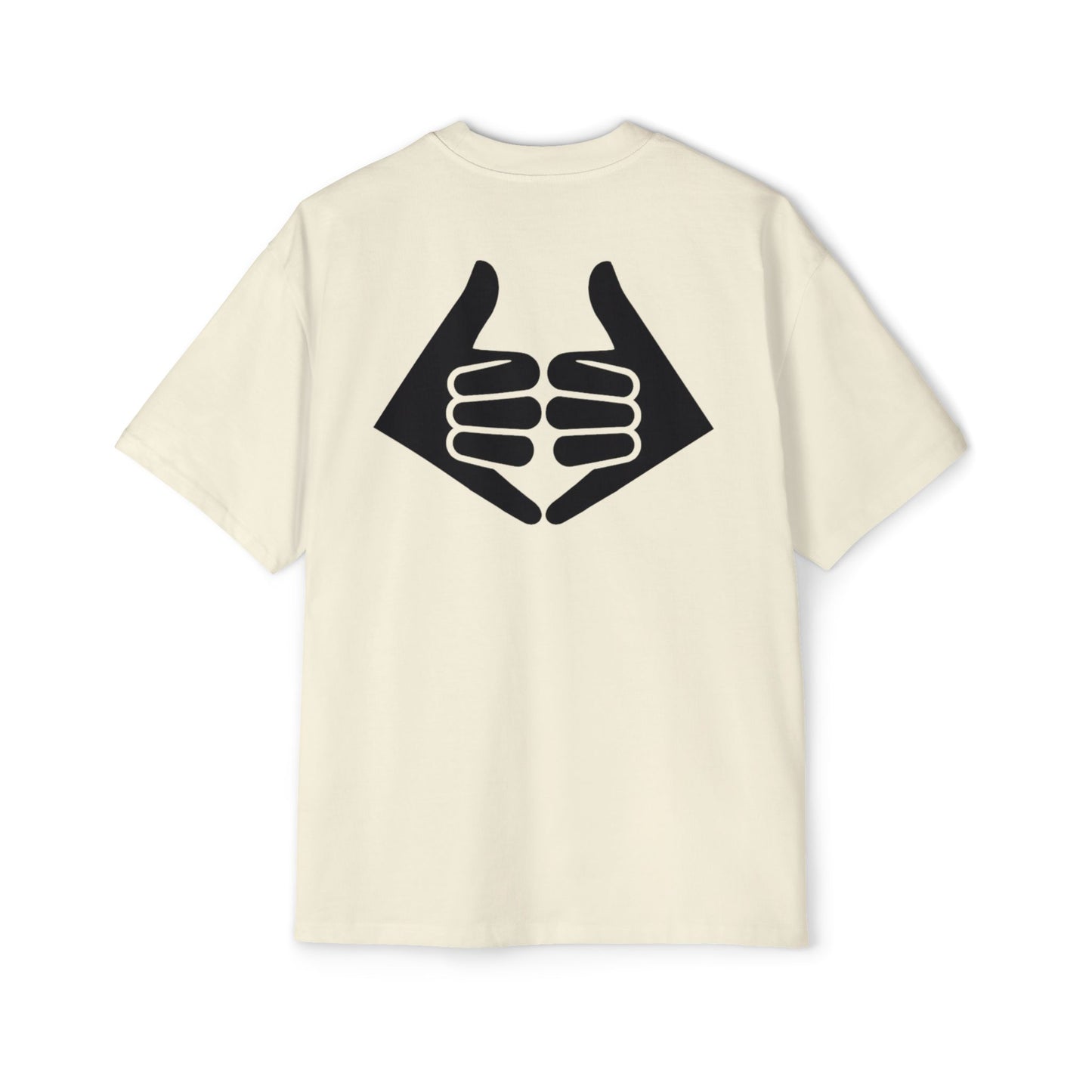 Lokal Vibes - Double Shaka Oversized Tee — Minimalist Black Hand Emblem Graphic T-Shirt
