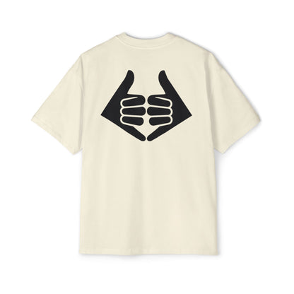 Lokal Vibes - Double Shaka Oversized Tee — Minimalist Black Hand Emblem Graphic T-Shirt