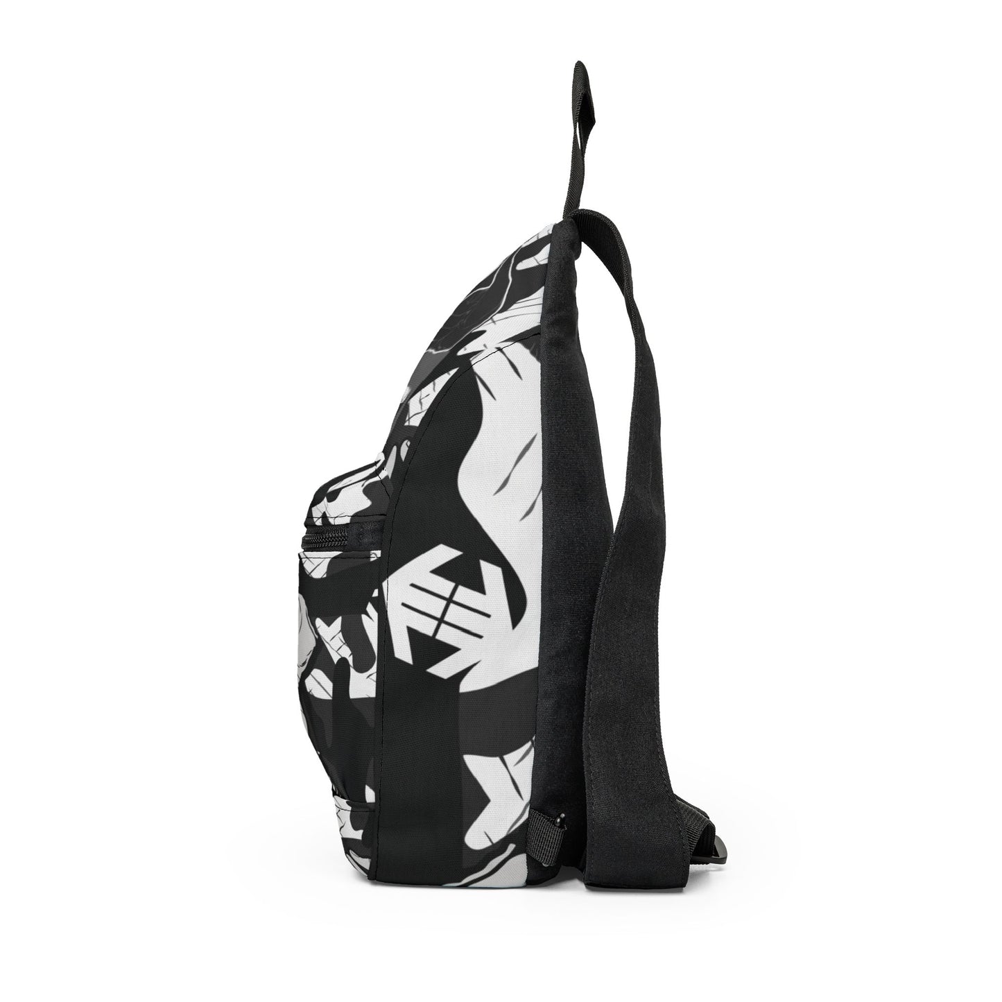 Double Shaka Como - Monochrome Hands Pattern Sling Bag — Black & White Graphic Crossbody
