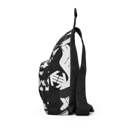 Double Shaka Como - Monochrome Hands Pattern Sling Bag — Black & White Graphic Crossbody