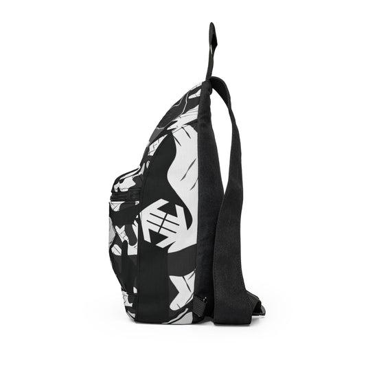 Double Shaka Como - Monochrome Hands Pattern Sling Bag — Black & White Graphic Crossbody