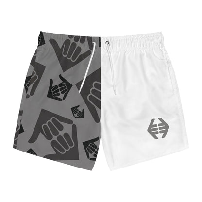 Aloha Shaka - Swim Trunks - Two-Tone Shaka Pattern Beach Shorts