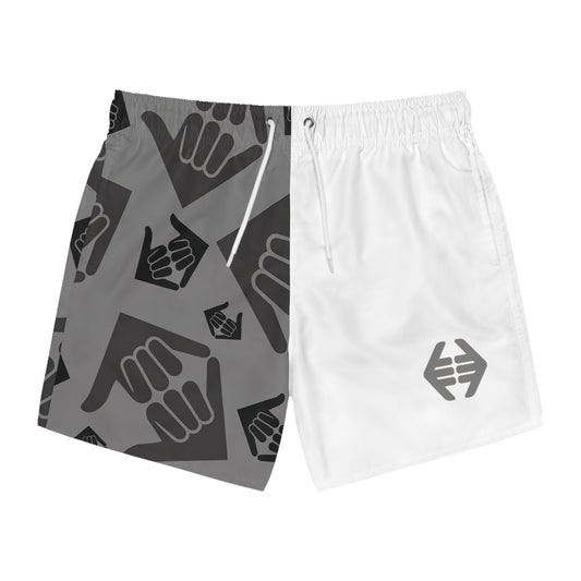 Aloha Shaka - Swim Trunks - Two-Tone Shaka Pattern Beach Shorts