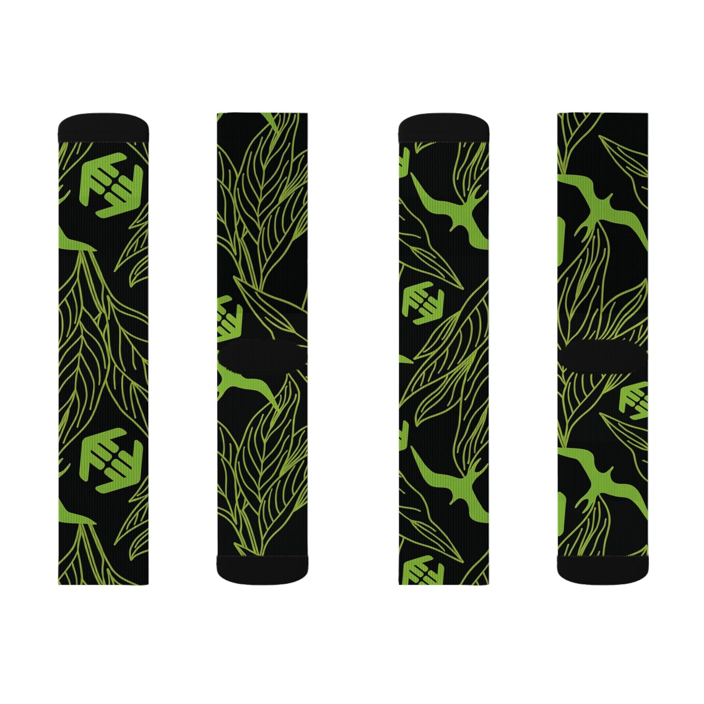 Iwa Canopy - Green Leaf Pattern Sublimation Socks — Botanical Crew Socks