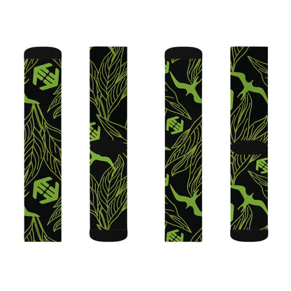Iwa Canopy - Green Leaf Pattern Sublimation Socks — Botanical Crew Socks