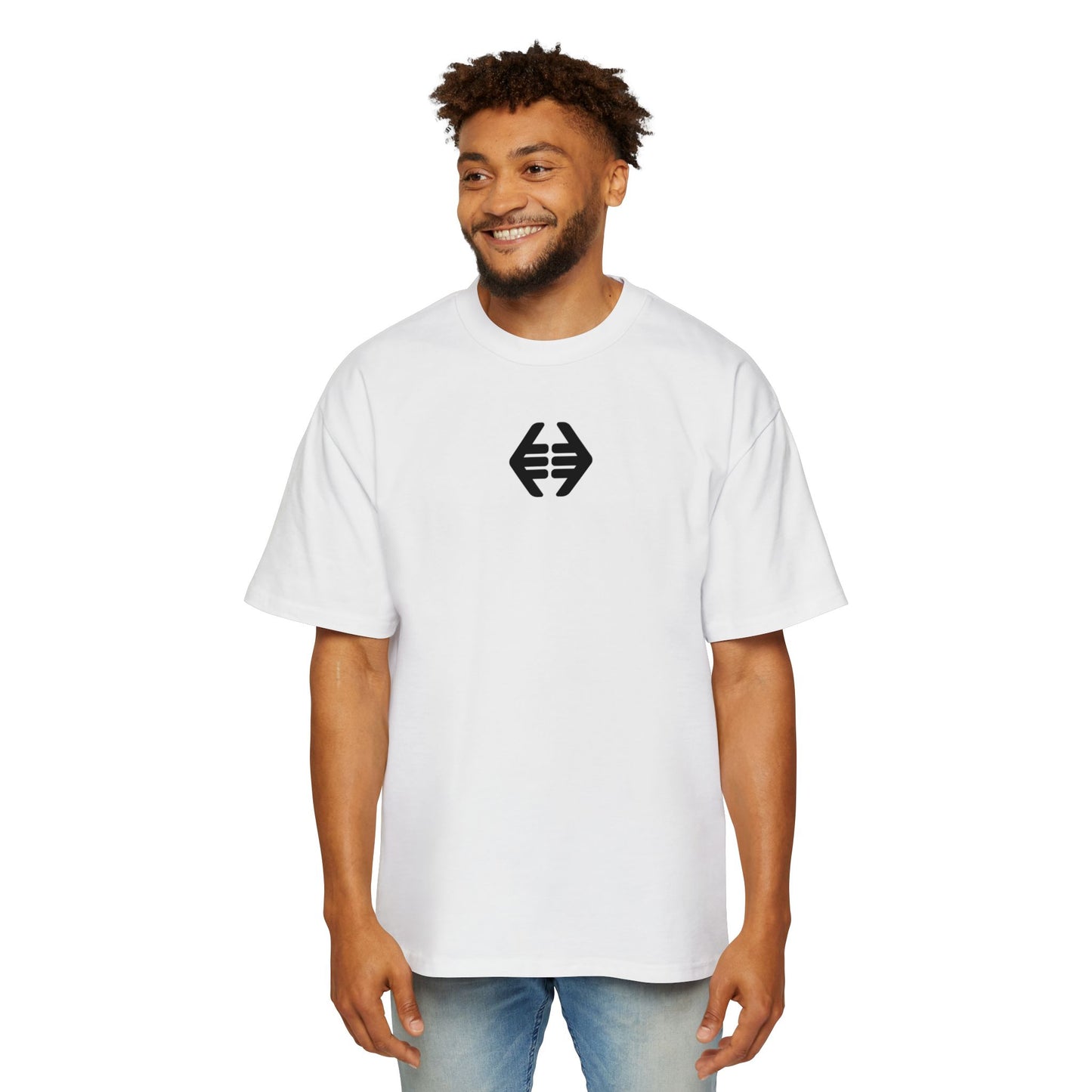 Lokal Vibes - Double Shaka Oversized Tee — Minimalist Black Hand Emblem Graphic T-Shirt