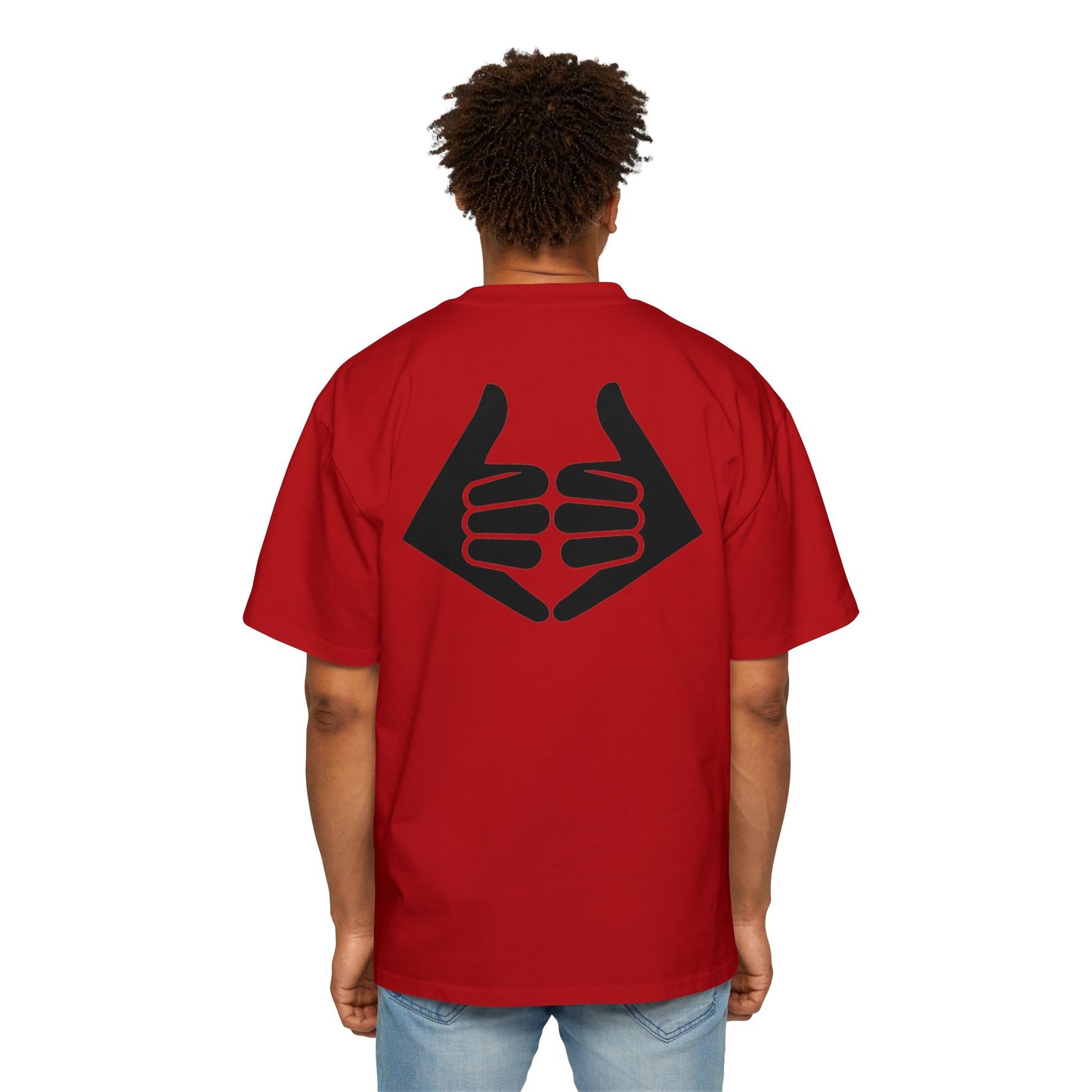 Lokal Vibes - Double Shaka Oversized Tee — Minimalist Black Hand Emblem Graphic T-Shirt