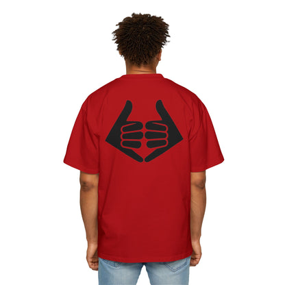 Lokal Vibes - Double Shaka Oversized Tee — Minimalist Black Hand Emblem Graphic T-Shirt