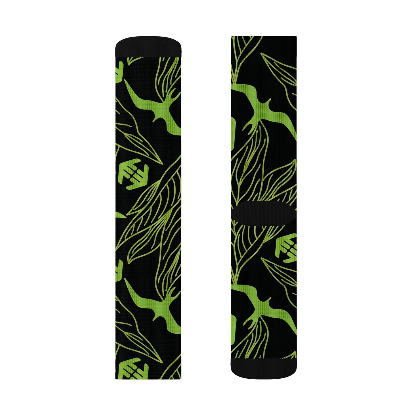 Iwa Canopy - Green Leaf Pattern Sublimation Socks — Botanical Crew Socks
