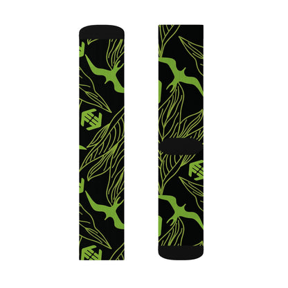 Iwa Canopy - Green Leaf Pattern Sublimation Socks — Botanical Crew Socks