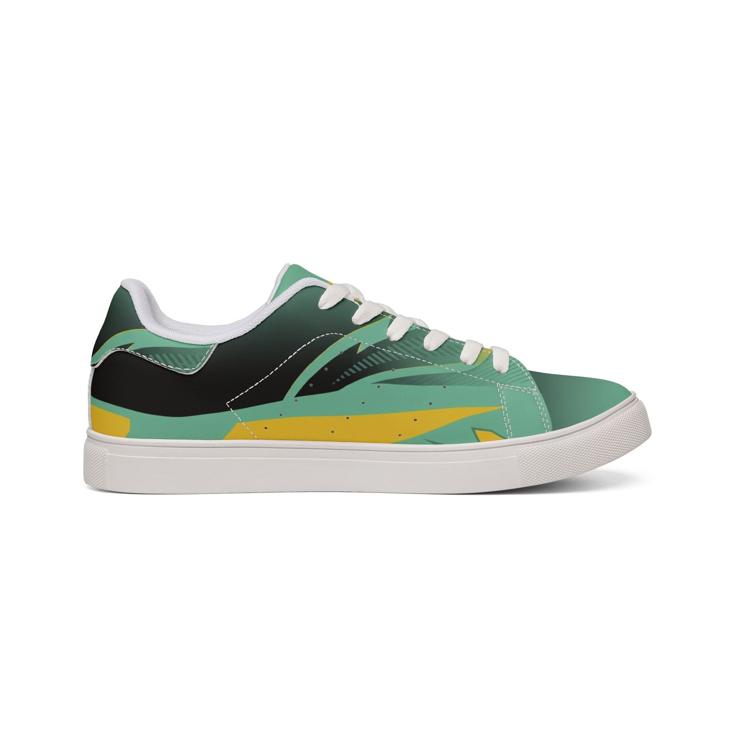 Tropic Flow - Low-Top Leather Sneakers – Green Gradient Surf Wave Design