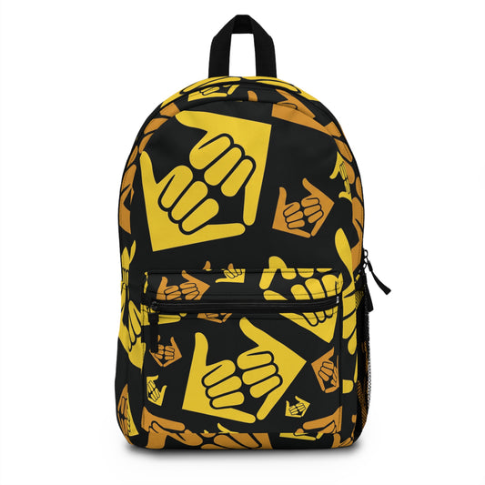 Aloha Shaka - Shaka Hand Pattern Backpack — Yellow Surf Vibe School Bag