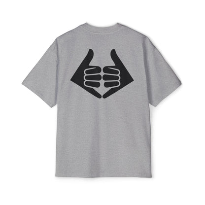Lokal Vibes - Double Shaka Oversized Tee — Minimalist Black Hand Emblem Graphic T-Shirt
