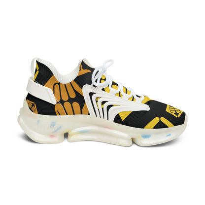 Aloha Shaka - Mesh Sneakers — Bold Yellow Fist Pattern Athletic Shoes for Women