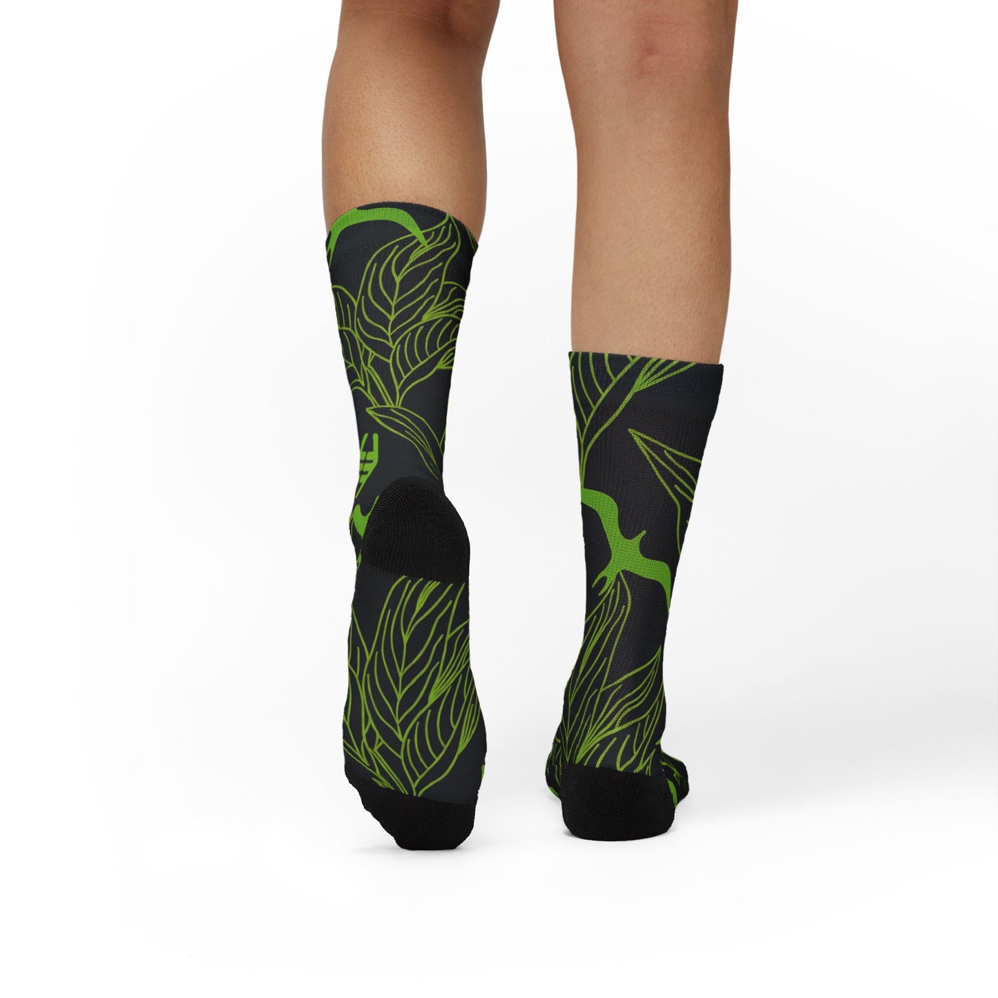 Iwa Canopy - Green Leaf Pattern Sublimation Socks — Botanical Crew Socks