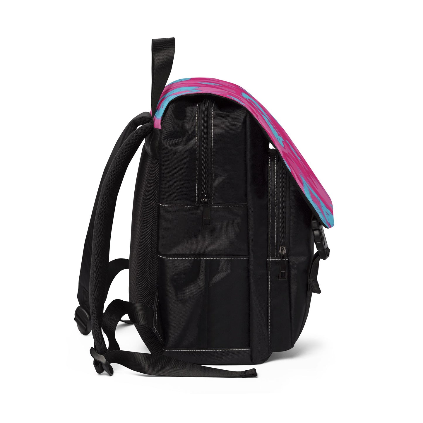 Double Shaka Camo - Pink Camouflage Backpack with Blue Hand Signs – Casual Shoulder Backpack