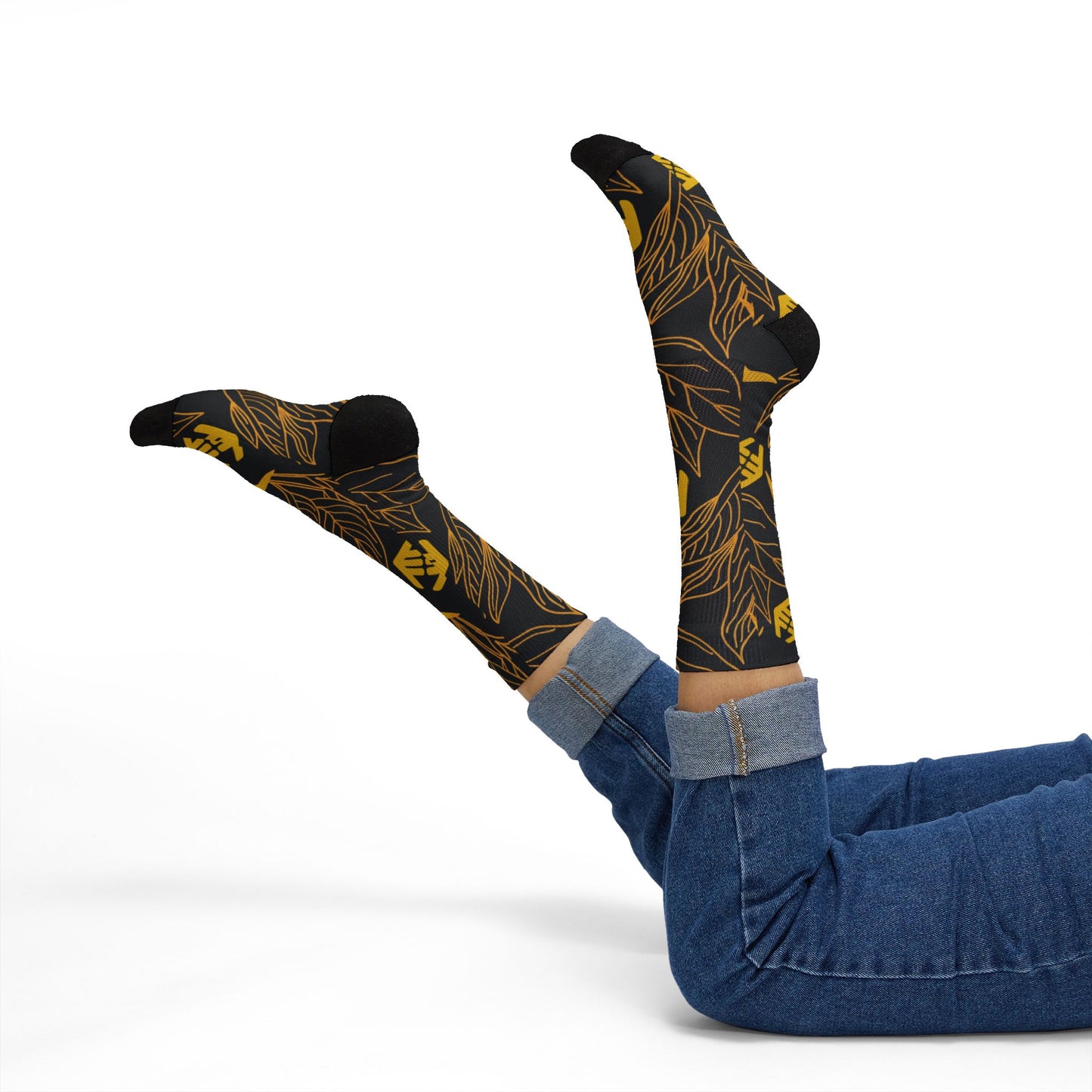 Iwa Canopy - Black & Gold Sublimation Crew Socks