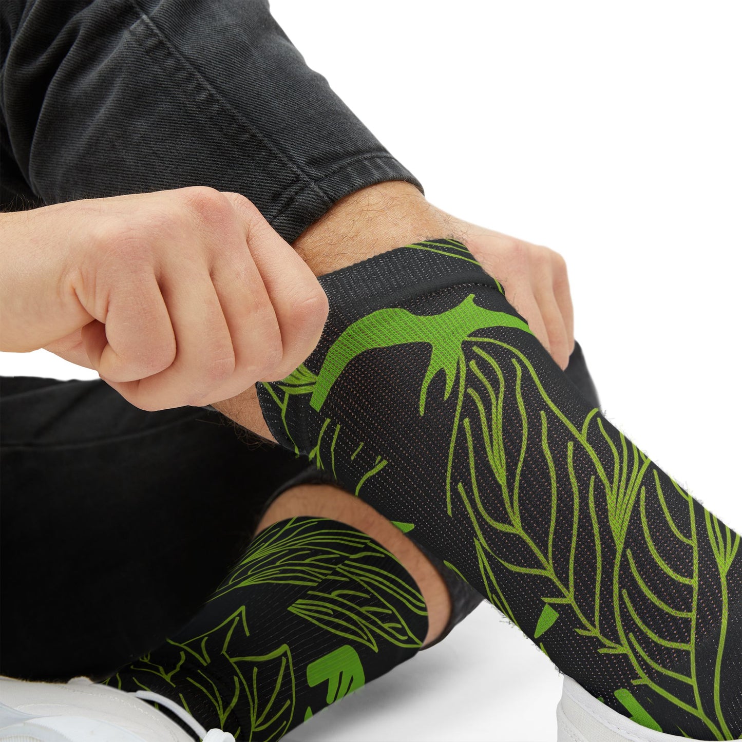 Iwa Canopy - Green Leaf Pattern Sublimation Socks — Botanical Crew Socks