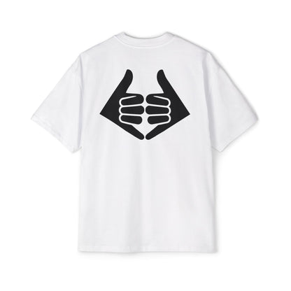 Lokal Vibes - Double Shaka Oversized Tee — Minimalist Black Hand Emblem Graphic T-Shirt