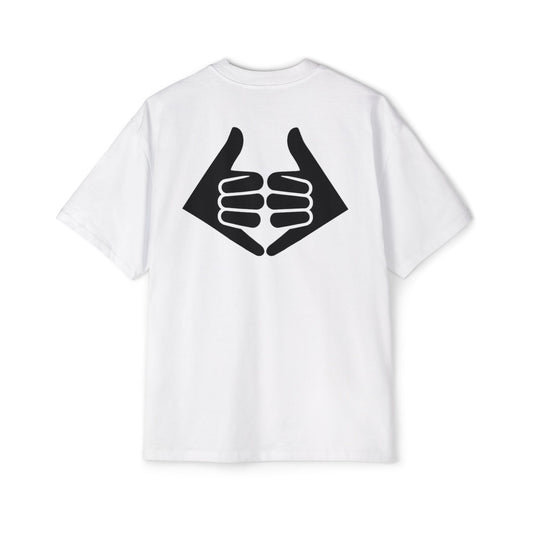Lokal Vibes - Double Shaka Oversized Tee — Minimalist Black Hand Emblem Graphic T-Shirt