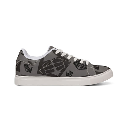 Aloha Shaka - Leather Low-Top Sneakers — Monochrome Thumbs-Up Pattern