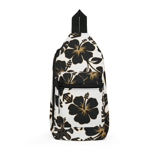 Golden Island Classic - Hawaiian Hibiscus Sling Bag — Tropical Floral Crossbody for Beach & Travel