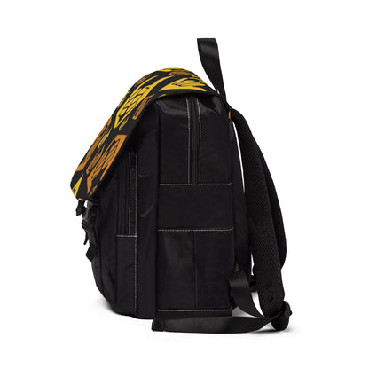 Aloha Shaka - Shaka Pattern Shoulder Backpack — Yellow & Orange Surf Vibe Travel Bag