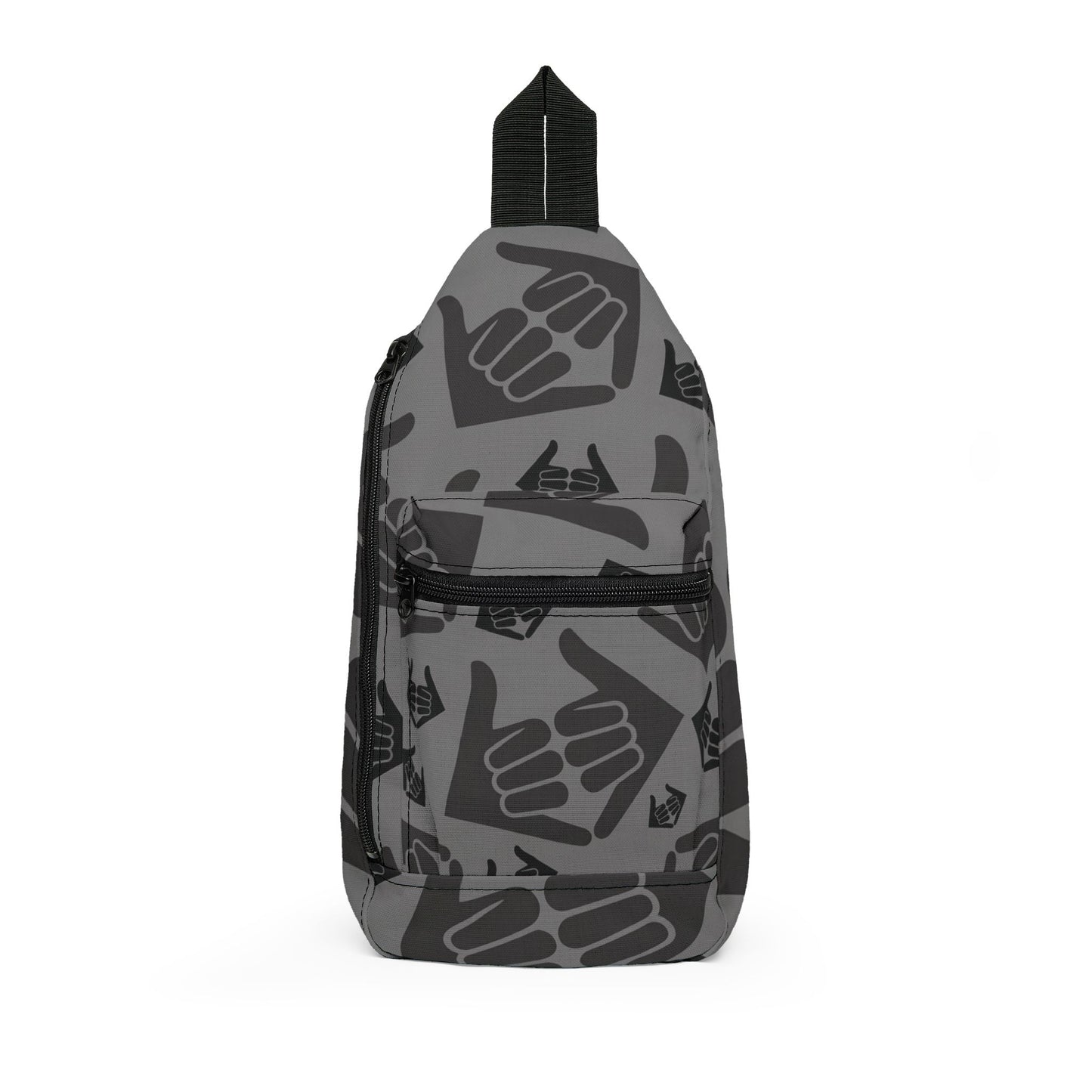 Aloha Shaka - Double Shaka Pattern Sling Bag - Gray Surf Hand Sign Crossbody Pack