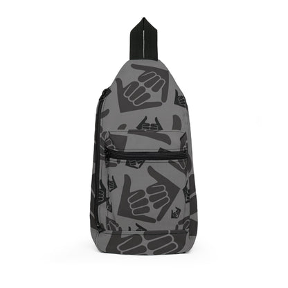 Aloha Shaka - Double Shaka Pattern Sling Bag - Gray Surf Hand Sign Crossbody Pack