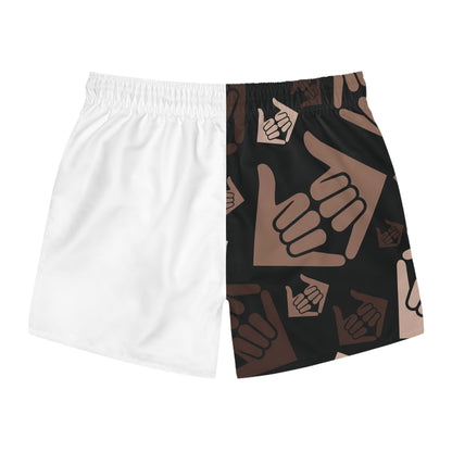 Aloha Shaka - Swim Trunks - Two-Tone Shaka Pattern Swim Shorts
