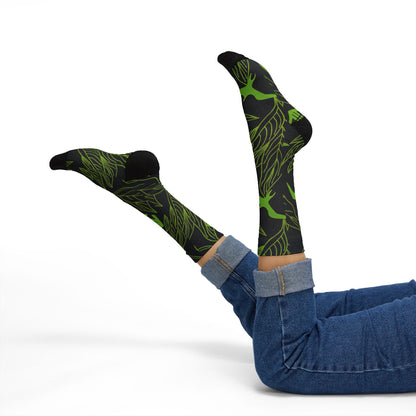 Iwa Canopy - Green Leaf Pattern Sublimation Socks — Botanical Crew Socks