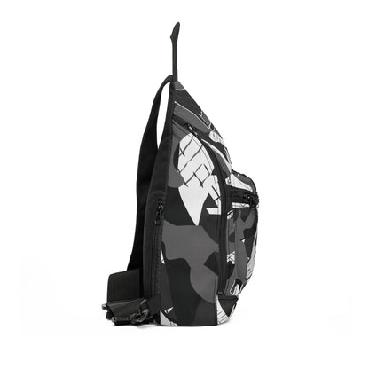 Double Shaka Como - Monochrome Hands Pattern Sling Bag — Black & White Graphic Crossbody